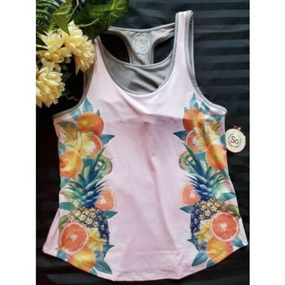 So Authentic American Heritage Tank Sports Bra Twofer Women's Sz S Small Summer - Picture 1 of 4